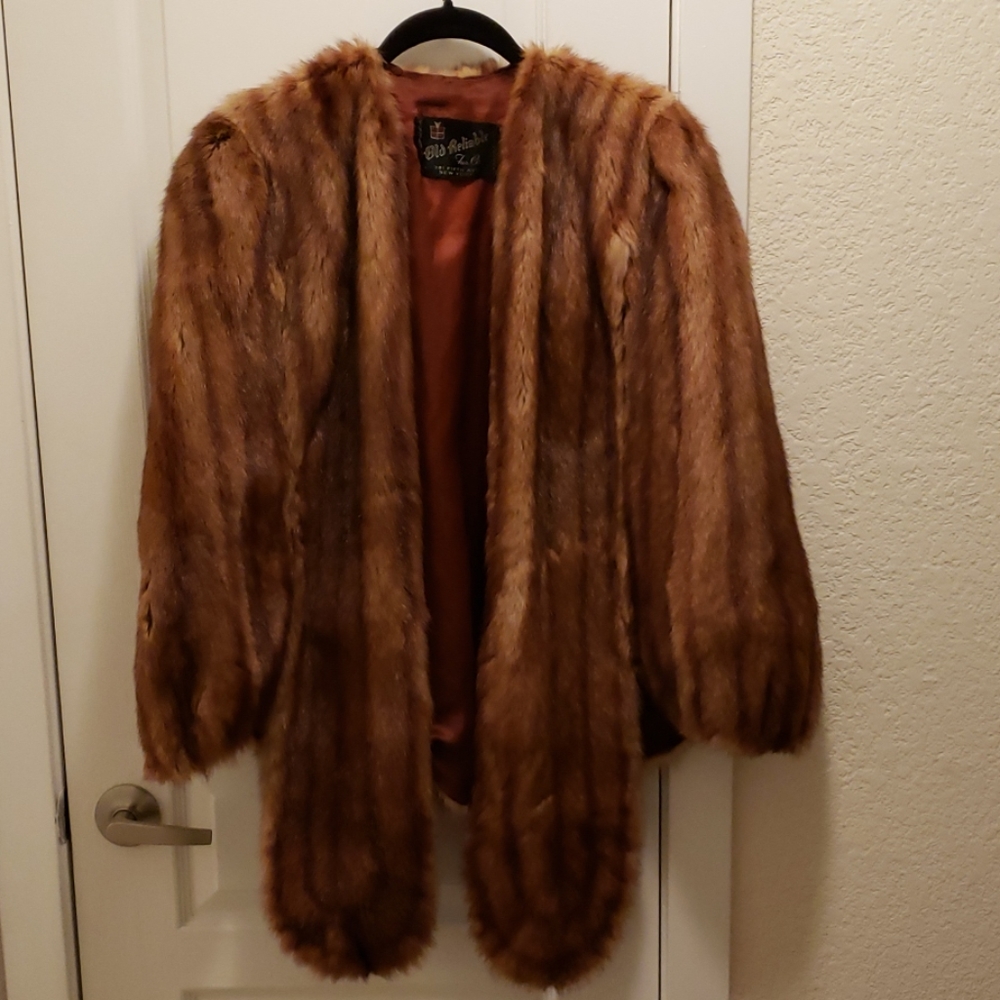 Vintage Brown Genuine Real Mink Stole Cape Coat